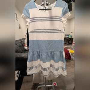 DownEast Blue and White Striped Midi Dress